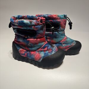 Bogs Bmoc Kids Snow Boots Girls Size 12 Pink Blue Faux Fur Lined Winter Boots
